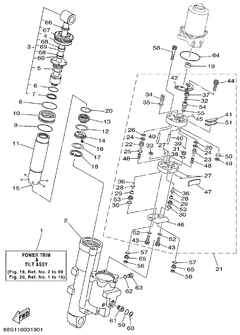 Yamaha FT60B POWER TRIM & TILT ASSY 1 parts diagram